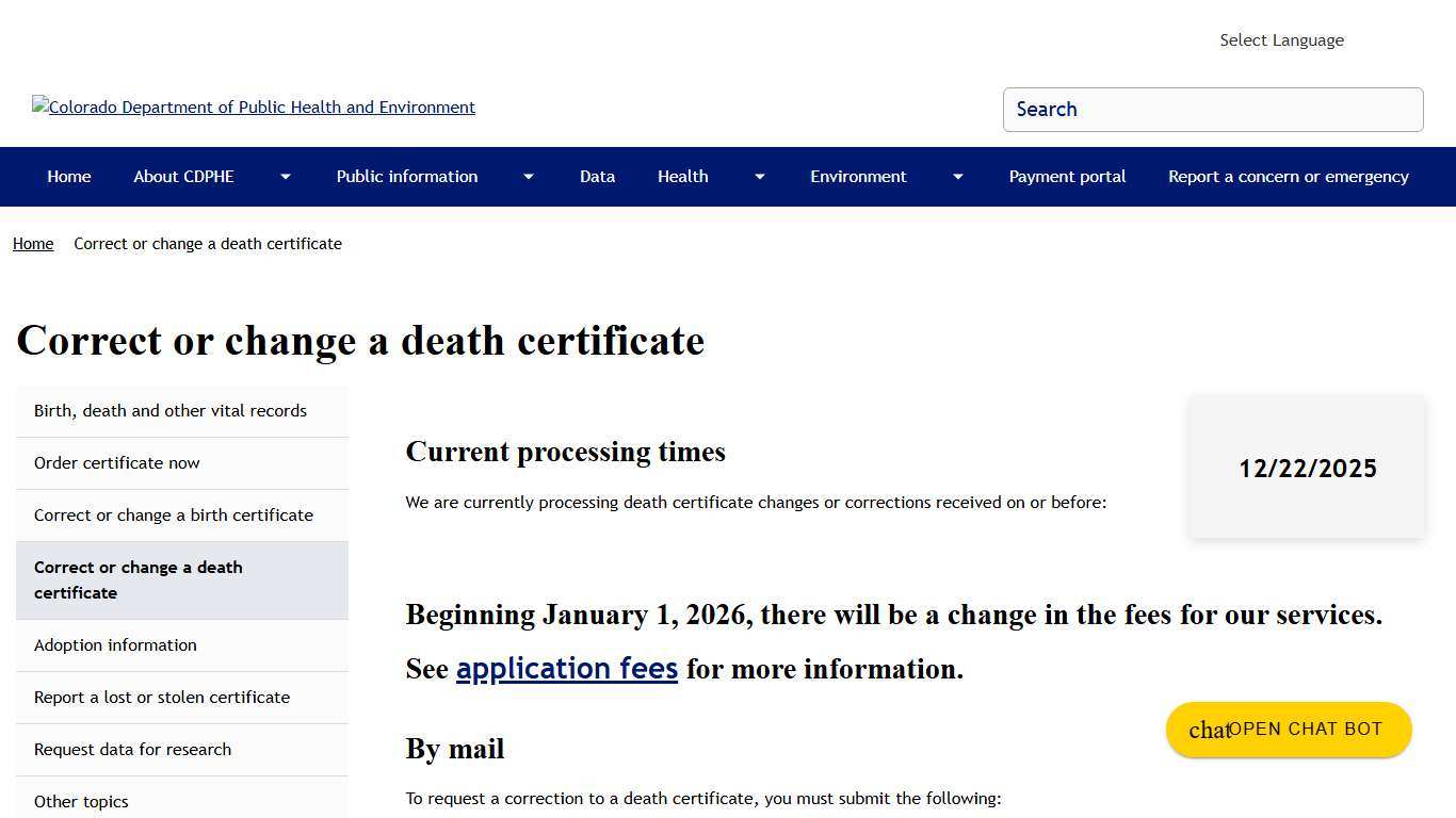 Correct or change a death certificate Colorado Department of Public Health and Environment